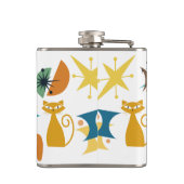 Retro-Muster Mitte des Jahrhunderts Vinyl Wrapped  Flachmann (Rückseite)