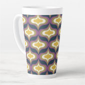 Retro-Muster Navy Grün Gelb Weiß Milchtasse (Linke Ecke)