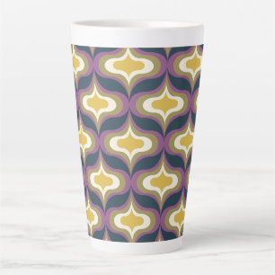 Retro-Muster Navy Grün Gelb Weiß Milchtasse