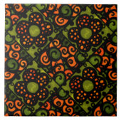 Retro Muster Orange Avocado Grüne Keramik Tile Fliese (Vorderseite)