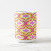 Retro-Muster Orange Pink Weiß Kaffeetasse (Mittel)