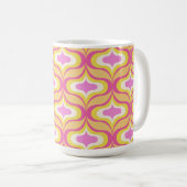 Retro-Muster Orange Pink Weiß Kaffeetasse (VorderseiteRechts)