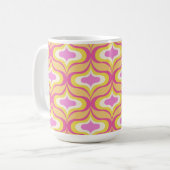 Retro-Muster Orange Pink Weiß Kaffeetasse (Vorderseite Links)