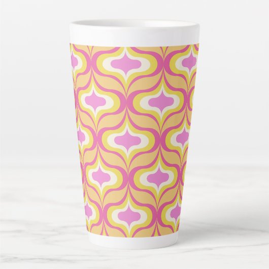 Retro-Muster Orange Pink Weiß Milchtasse (Vorderseite)