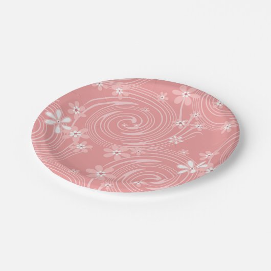 Retro-Muster Pappteller (Schrägansicht)