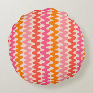 Retro Muster- pink& orange Rundes Kissen