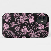 Retro-Muster rosa auf schwarz Case-Mate iPhone Hülle (Rückseite (Horizontal))
