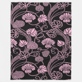 Retro-Muster rosa auf schwarz Fleecedecke (Vorderseite)