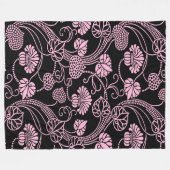Retro-Muster rosa auf schwarz Fleecedecke (Vorderseite (Horizontal))