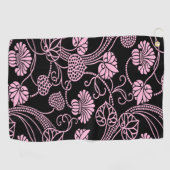 Retro-Muster rosa auf schwarz Golfhandtuch (Horizontal)
