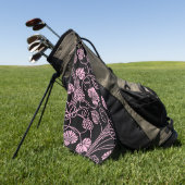 Retro-Muster rosa auf schwarz Golfhandtuch (Gras)