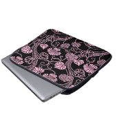 Retro-Muster rosa auf schwarz Laptopschutzhülle (Vorne Knopf)