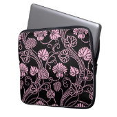Retro-Muster rosa auf schwarz Laptopschutzhülle (Vorderseite Links)