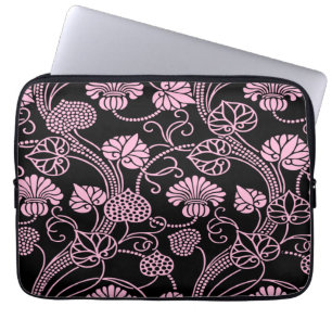 Retro-Muster rosa auf schwarz Laptopschutzhülle