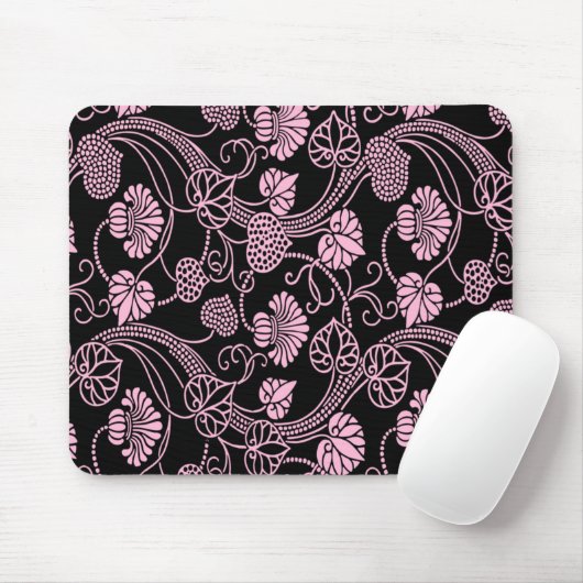Retro-Muster rosa auf schwarz Mousepad (Mit Mouse)