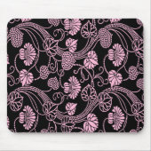 Retro-Muster rosa auf schwarz Mousepad (Vorne)