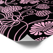 Retro-Muster rosa auf schwarz Poster (Ecke)