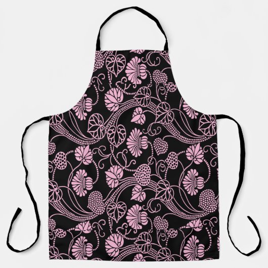 Retro-Muster rosa auf schwarz Schürze (Vorderseite)
