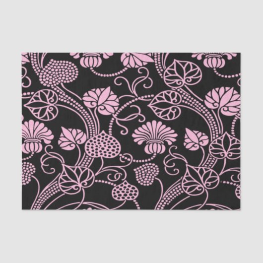 Retro-Muster rosa auf schwarz Seidenpapier (Vorderseite)