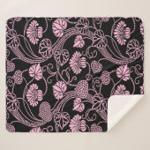 Retro-Muster rosa auf schwarz Sherpadecke (Vorderseite (Horizontal))