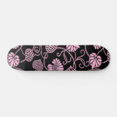 Retro-Muster rosa auf schwarz Skateboard (Horizontal)