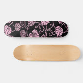 Retro-Muster rosa auf schwarz Skateboard (Horizontal)