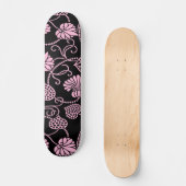 Retro-Muster rosa auf schwarz Skateboard (Vorderseite)