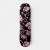 Retro-Muster rosa auf schwarz Skateboard (Vorne)