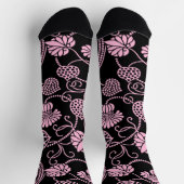 Retro-Muster rosa auf schwarz Socken (Oben)