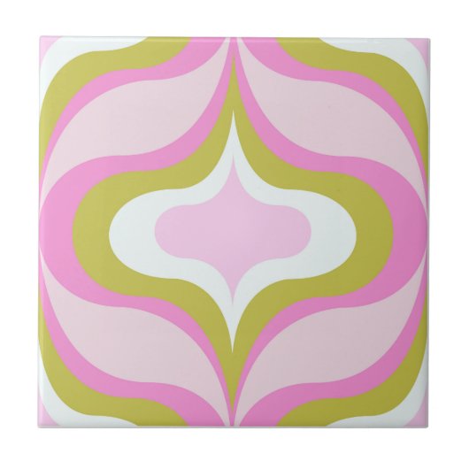 Retro-Muster Rosa  Fliese (Vorderseite)