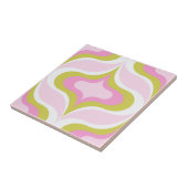 Retro-Muster Rosa Grün Weiße Keramikfliese (Seite)