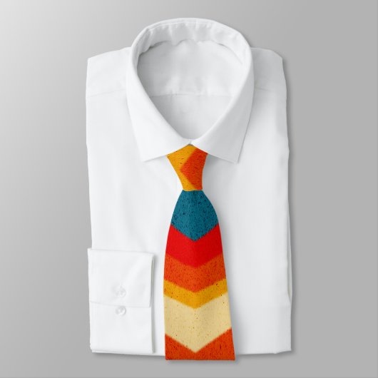 Retro Muster Rot Gelb Gelb Orange Neck Tie Krawatte (Gebunden)
