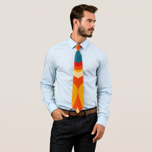 Retro Muster Rot Gelb Gelb Orange Neck Tie Krawatte (Beispiel)