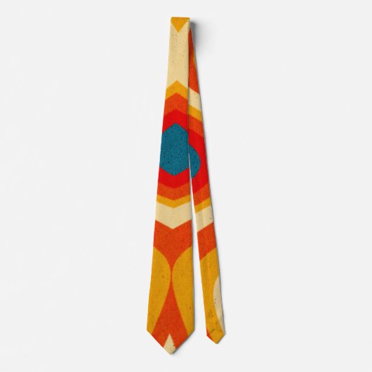 Retro Muster Rot Gelb Gelb Orange Neck Tie Krawatte (Vorderseite)