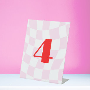 Retro-Muster Rot Pink Fette Tischnummer Sockelschild