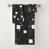 Retro-Muster Schwarz/Weiß Badhandtuch Set (Insitu)