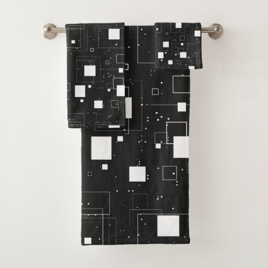 Retro-Muster Schwarz/Weiß Badhandtuch Set (Insitu)