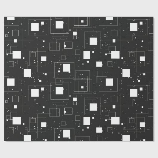 Retro-Muster Schwarz/Weiß Geschenkpapier (Flach)