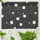 Retro-Muster Schwarz/Weiß Geschirrtuch (Gefaltet)