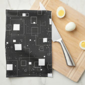 Retro-Muster Schwarz/Weiß Geschirrtuch (Viertel Falte)