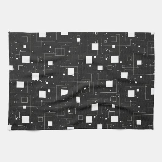 Retro-Muster Schwarz/Weiß Geschirrtuch (Horizontal)