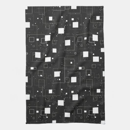 Retro-Muster Schwarz/Weiß Geschirrtuch (Vertikal)