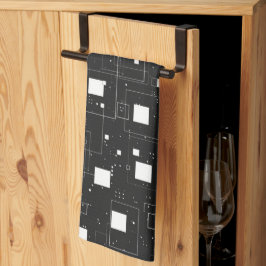 Retro-Muster Schwarz/Weiß Geschirrtuch