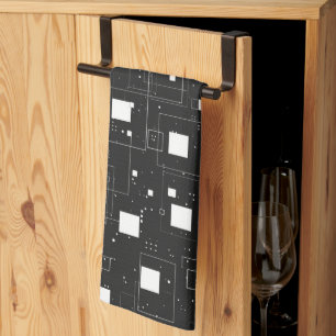 Retro-Muster Schwarz/Weiß Geschirrtuch