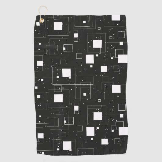 Retro-Muster Schwarz/Weiß Golfhandtuch (Vorderseite)