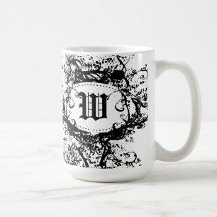 Retro Muster-Schwarzweiss-Monogramm W Kaffeetasse