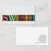 Retro Muster Streifen Monogram-Visitenkarte Visitenkarte (Vorne/Hinten)