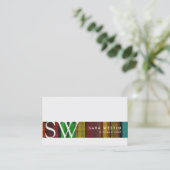 Retro Muster Streifen Monogram-Visitenkarte Visitenkarte (Stehend Vorderseite)