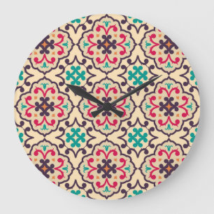 Retro-Muster: Tapete, Textildesign Große Wanduhr