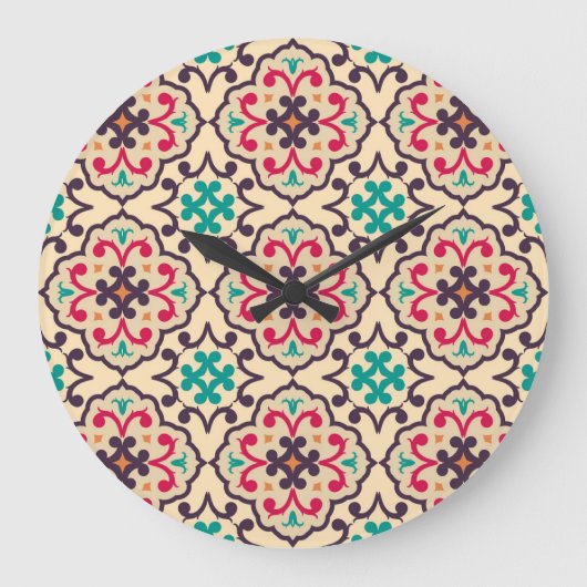 Retro-Muster: Tapete, Textildesign Große Wanduhr (Vorderseite)